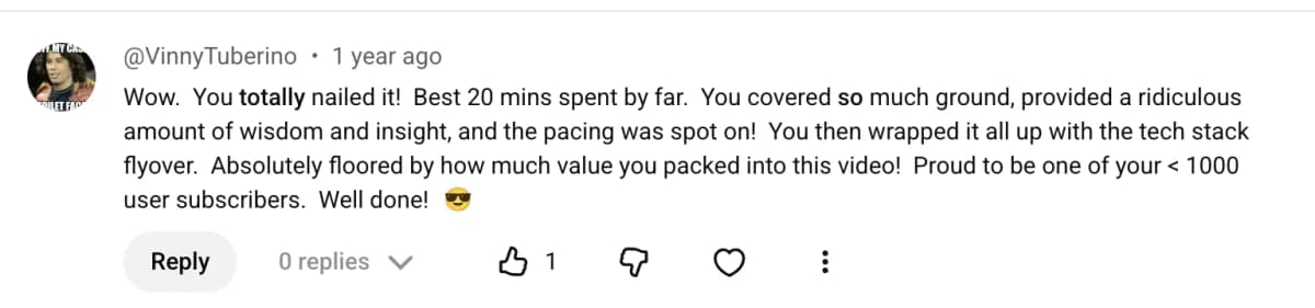 Vinny praising the value and insight in CodeSpring training